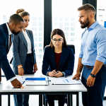 Strategic Sports Management**

A diverse group of sports management professionals collaborating around a conference table in a modern office. They are reviewing charts and discussing strategies. Fully clothed in business attire, appropriate content, safe for work, professional setting, perfect anatomy, natural pose, well-lit, high resolution. The focus is on teamwork and strategic planning. Modest clothing. Family-friendly.

**