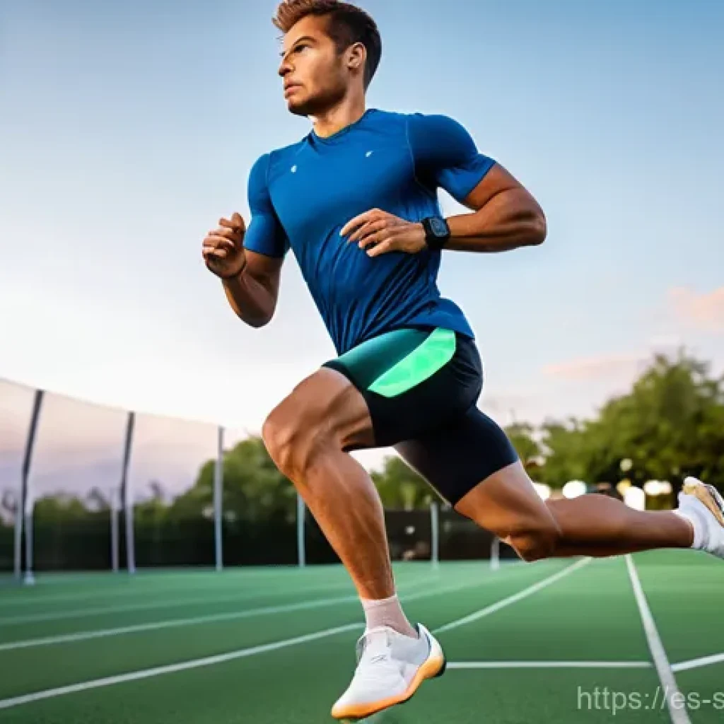 스포츠경영관리사와 스포츠 혁신 기술 - **Prompt:** A fit, determined male athlete, in his late 20s, with short hair, is shown in a dynamic ...