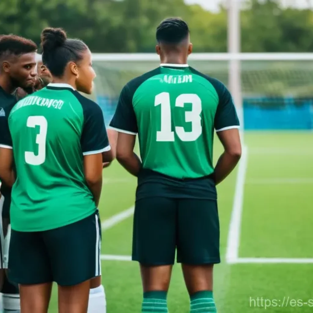 스포츠경영관리사와 팀 리더십 스타일 - **Transformational Leadership & Team Unity:**
    A dynamic, wide-angle shot capturing a diverse foo...