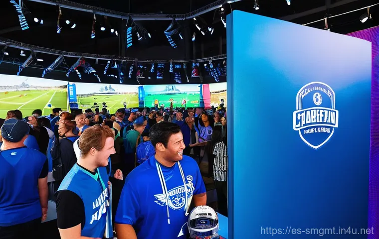 스포츠경영관리사와 스폰서 관리 사례 - **Prompt:** A vibrant sports stadium scene filled with diverse fans of all ages, including families ...