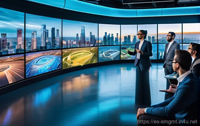 스포츠경영관리사 업무 프로세스 이해 - **Prompt:** A diverse group of modern sports industry professionals, impeccably dressed in business ...