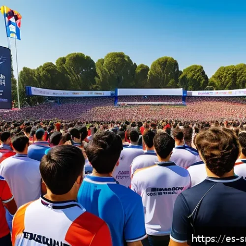 스포츠경영관리사 실무 사례 공유 - A vibrant, large-scale outdoor sports event in a Spanish city park, featuring a diverse crowd of ent...